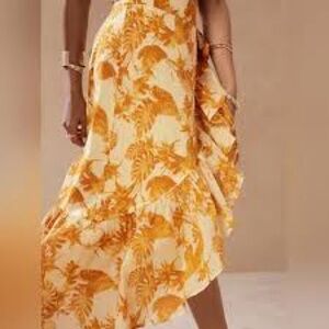 Banana Republic High Low Skirt in Orange Floral
